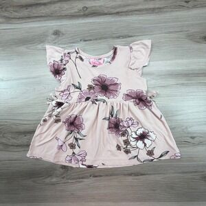 Kids 1st kiss girls Pink Floral Ruffle Sleeve Dress Size M Toddler Baby Girl
